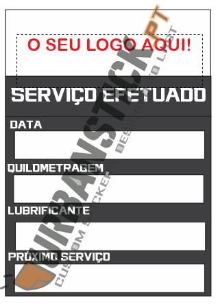Autocolante "SERVIÇO EFETUADO" c/ logotipo 30unid
